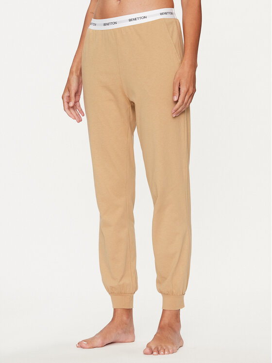 Pantalon De Pyjama Femme United Colors Of Benetton - Toile à Carreaux, Revers Cheville, 100% Coton