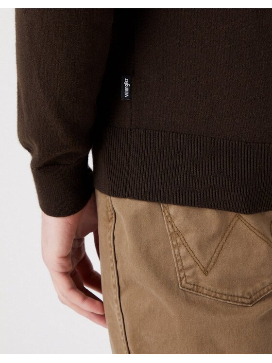 Wrangler Wrangler Sweter CREWNECK KNIT Brązowy Regular Fit