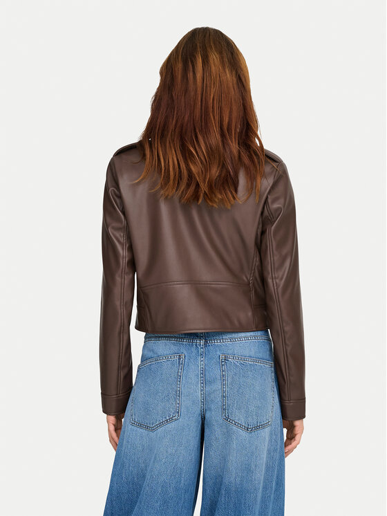 ONLY ONLY Bunda z imitace kůže Carmen 15361396 Hnědá Regular Fit