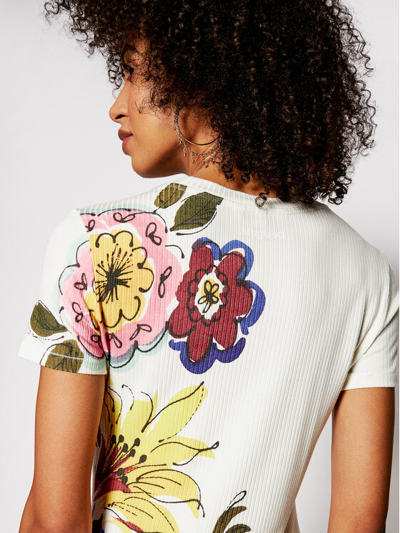 Desigual Desigual Sukienka letnia Alifornia 21SWVK36 Biały Slim Fit