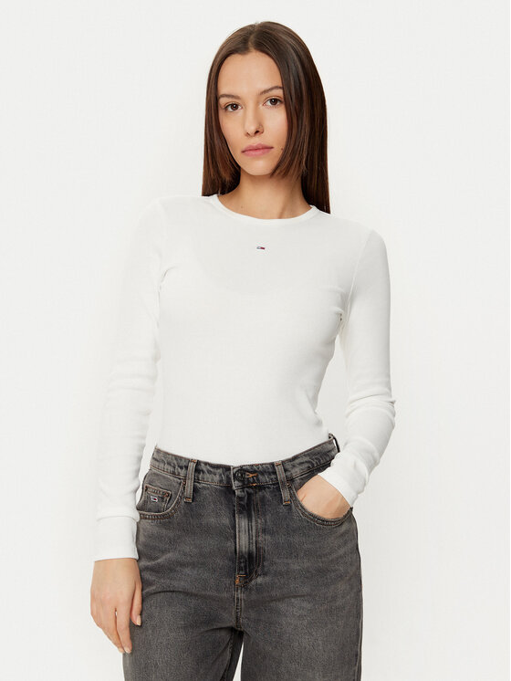 Tommy Jeans Tommy Jeans Blúz Essential DW0DW17387 Ekru Slim Fit