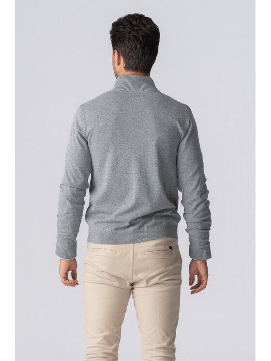 TeeShoppen TeeShoppen Sweter 'Basic Collection' Szary Regular Fit
