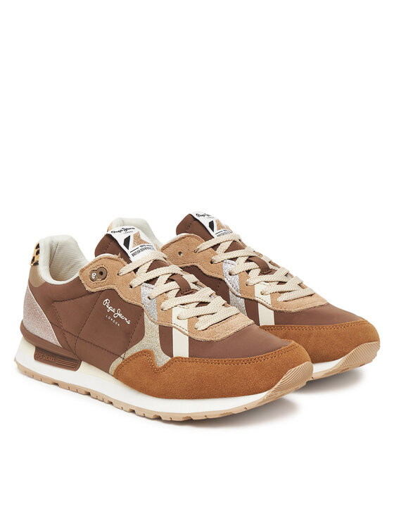 Pepe Jeans Pepe Jeans Sneakersy Brit Glitter W PLS400005 Brązowy
