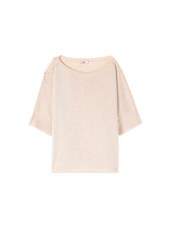 Oltre Oltre Sweter M580E001975N0A2 Kremowy Regular Fit
