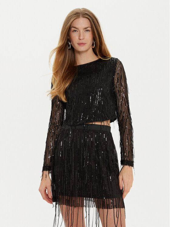 ONLY Bluzka Spacy 15331803 Czarny Cropped Fit