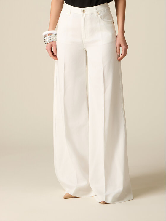 Oltre Oltre Pantaloni di tessuto P745R008909N011 Bianco Baggy Fit