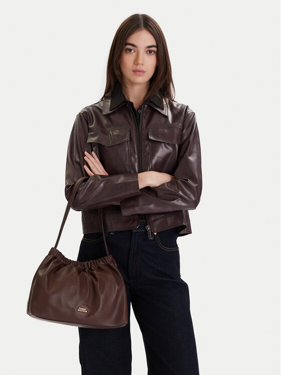 Tommy Hilfiger Tommy Hilfiger Kabelka Soft Leather Shoulder Bag AW0AW18307 Bordová
