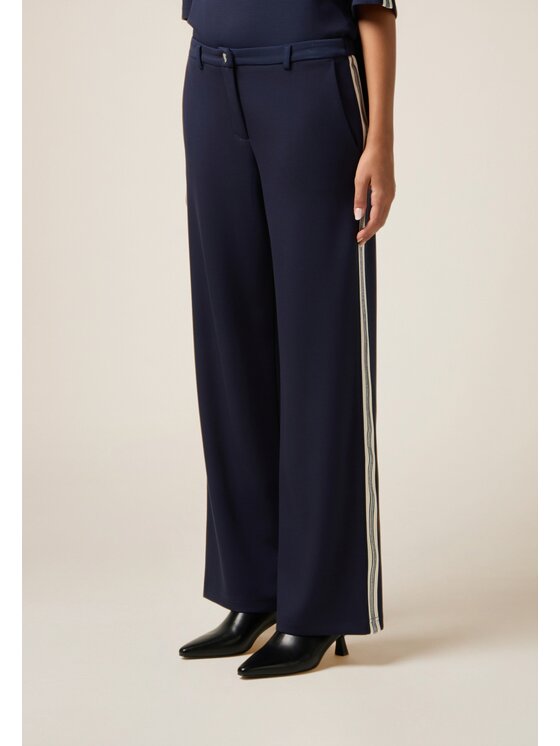 Oltre Oltre Pantaloni di tessuto P831J002388N034 Blu Baggy Fit