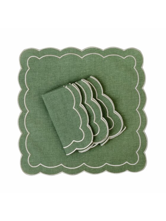 Roseberry Home Roseberry Home Serwetki haftowane Green Petali Zielony