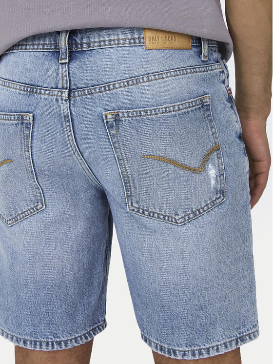 Only & Sons Only & Sons Pantaloni scurți de blugi Edge 22029647 Albastru Straight Fit