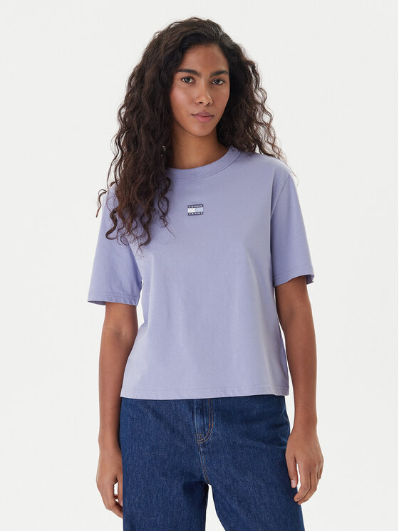 Tommy Jeans Tricou Badge DW0DW22202 Albastru Boxy Fit