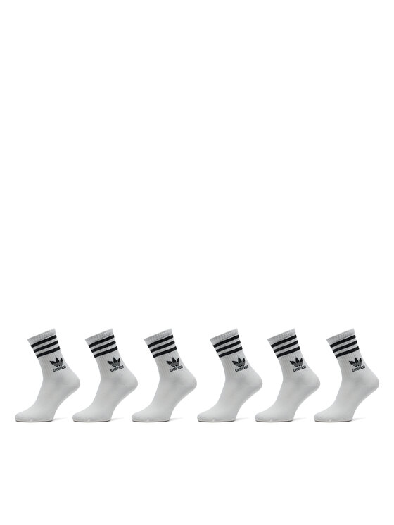 Set de 6 perechi de șosete lungi unisex adidas 3-Stripes JE1828 Alb
