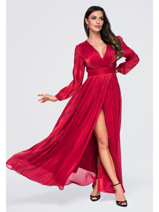 Ombre Ombre Sukienka wieczorowa LA-OM-DLR418 Czerwony Regular Fit