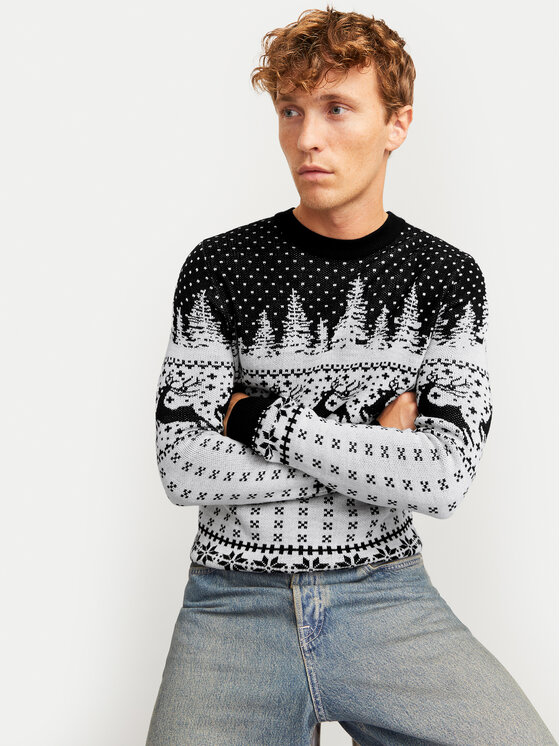 Jack&Jones Jack&Jones Džemper Xmas Gabriel 12266118 Siva Regular Fit
