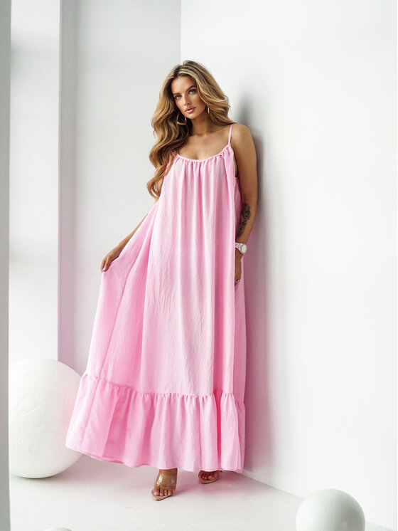 LilaLou LilaLou Sukienka letnia Gypsy Różowy Oversize