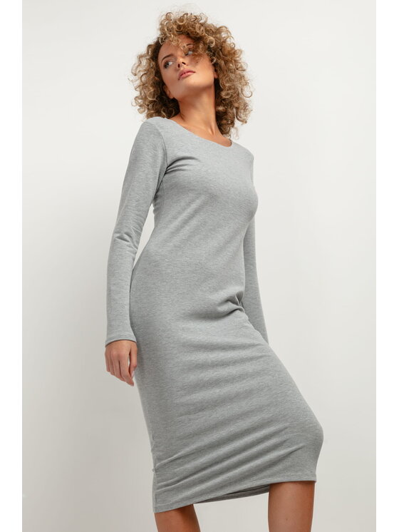 Tessita Tessita Sukienka codzienna T377 Szary Straight Fit