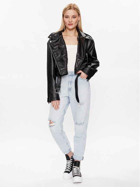 Gina Tricot Gina Tricot Μπουφάν από απομίμηση δέρματος Amalia 19206 Μαύρο Regular Fit