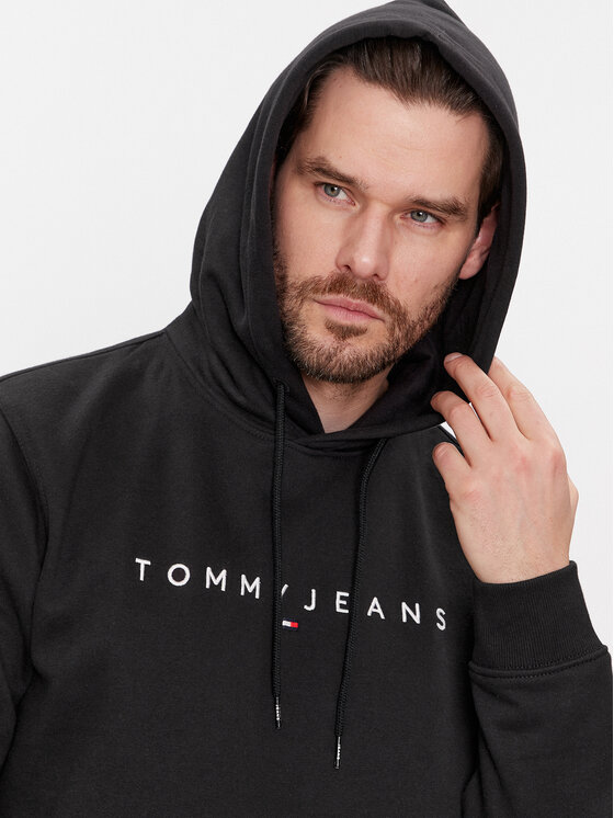 Tommy Jeans Tommy Jeans Džemperis ar kapuci Linear Logo DM0DM17985 Melns Regular Fit