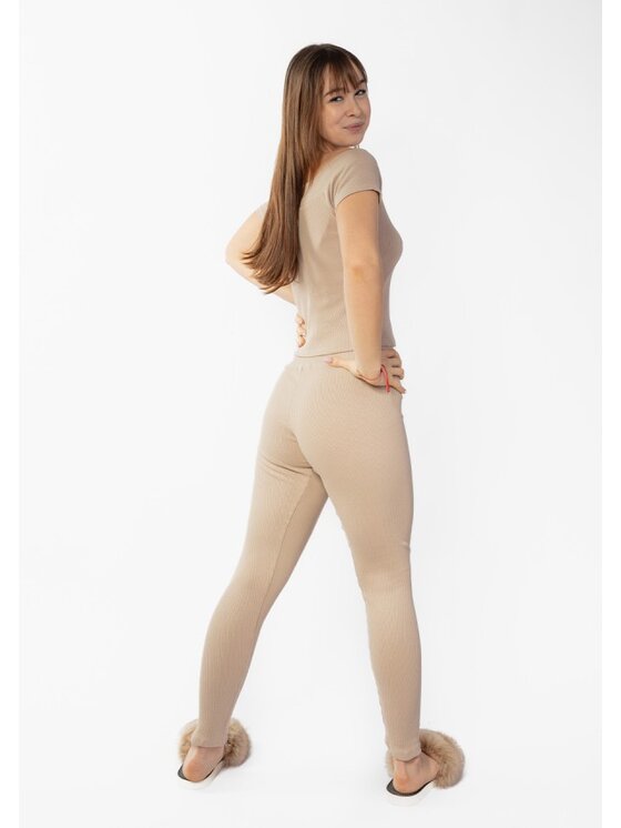 DKaren Sport DKaren Sport Komplet bluzka i spodnie Bayo Beżowy Slim Fit