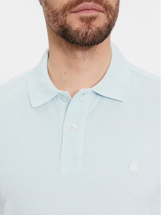 United Colors Of Benetton United Colors Of Benetton Тениска с яка и копчета 3089J3179 Син Regular Fit