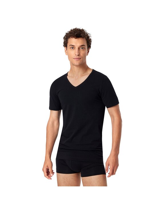 SCHIESSER SCHIESSER T-Shirt 27326 Czarny Comfort Fit