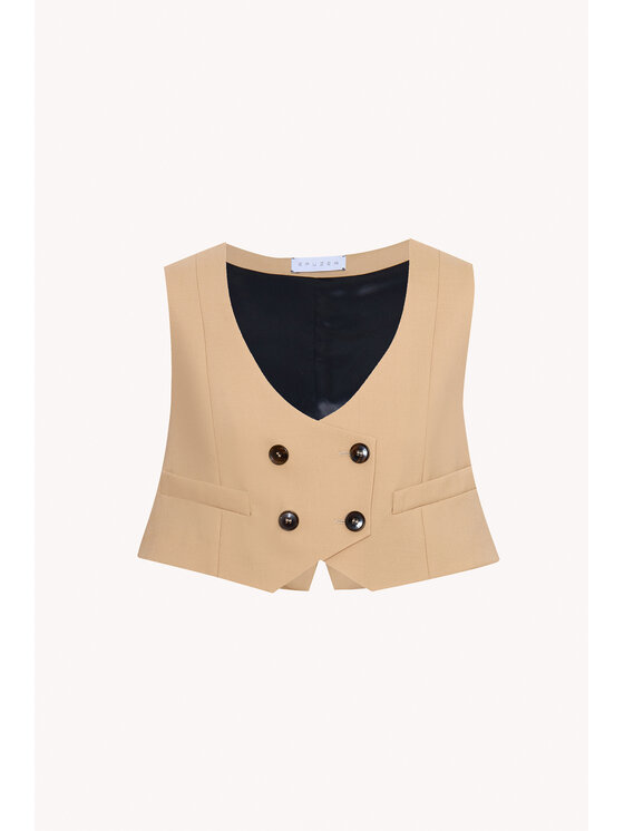 Epuzer Epuzer Kamizelka Dune wool Beżowy Standard Fit