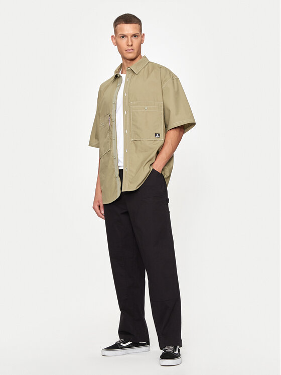 Converse Converse Särk M Wordmark Utility Shirt 10026433-A02 Khakivärviline Regular Fit