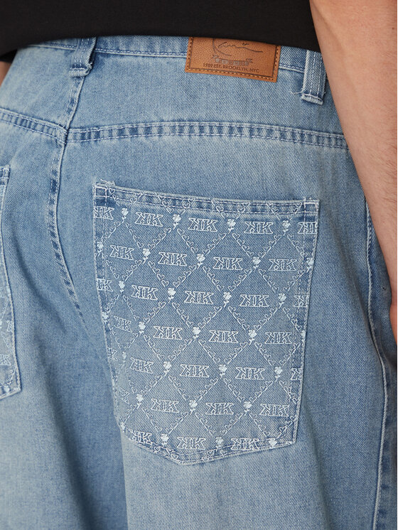 Karl Kani Karl Kani Jeans hlače Og Aop Back Pocket 60000107 Modra Baggy Fit
