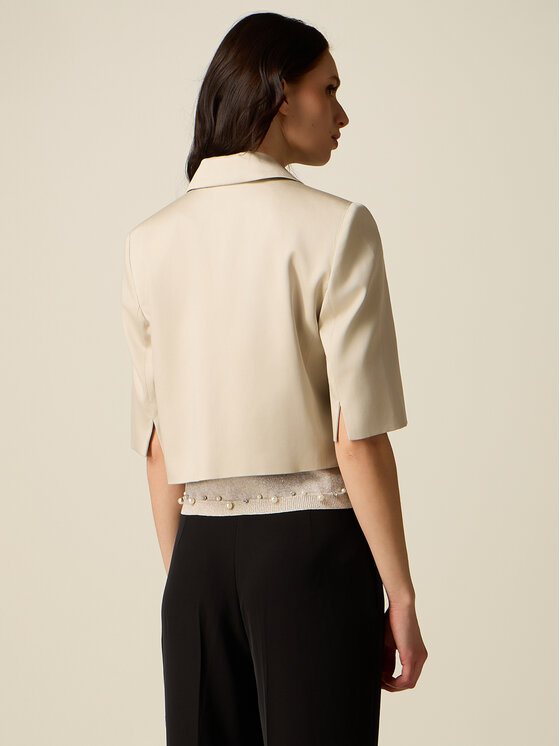 Oltre Oltre Marynarka R084R102520N021 Kremowy Cropp Fit
