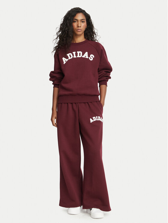 adidas adidas Bluza Adidas Damskie 3-Stripes Crew KU0327 Bordowy Loose Fit