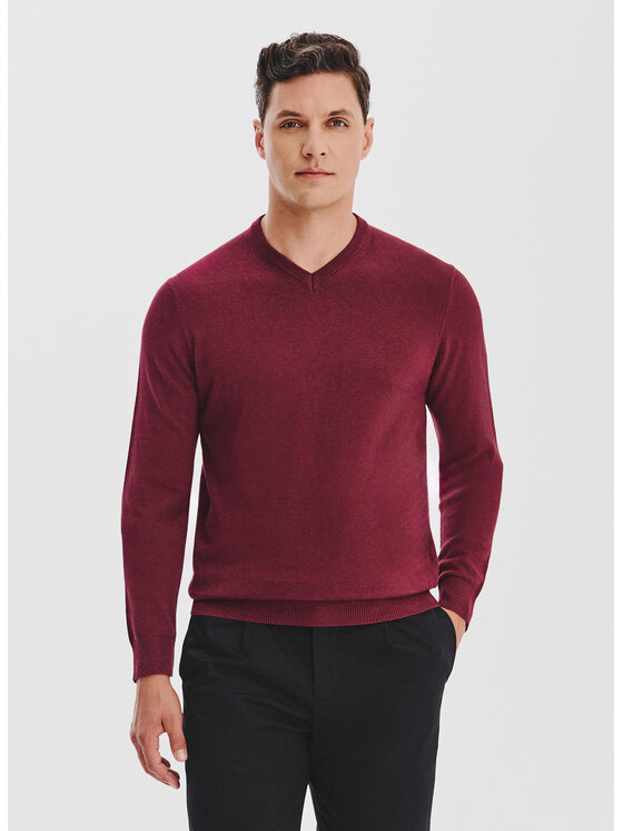 Pako Lorente Pako Lorente Sweter P25WB-2X-027 Bordowy Classic Fit