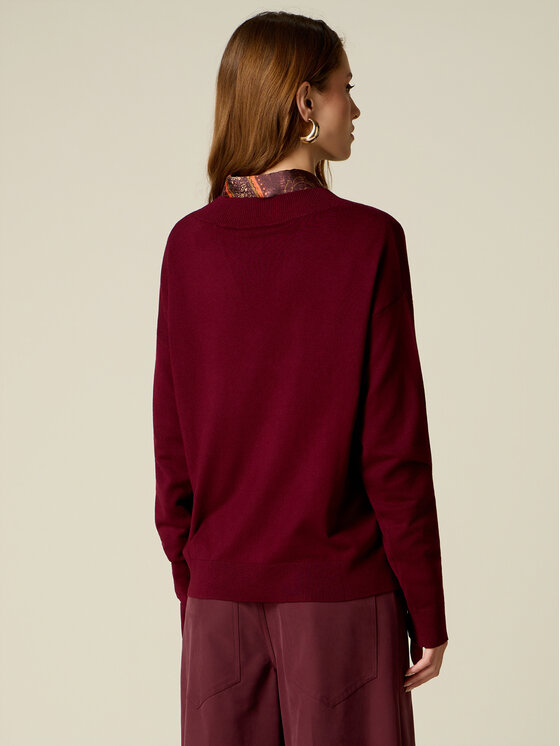 Oltre Oltre Sweter M306J005560N016 Bordowy Regular Fit