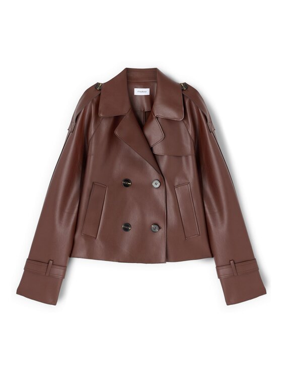 Motivi Motivi Giacca in similpelle R017W000187N022 Marrone Boxy Fit