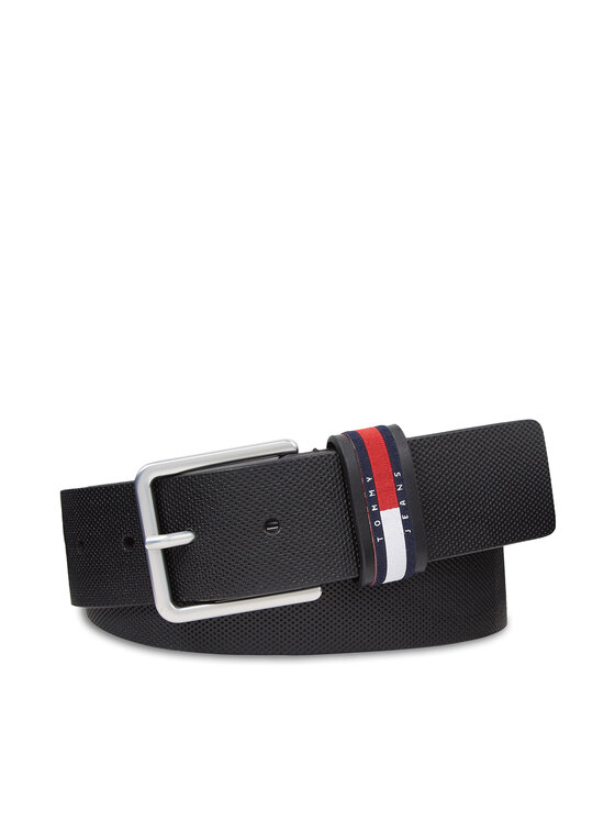 Tommy Jeans Pánsky opasok Tjm Elevated Leather 4.0 AM0AM11675 Čierna