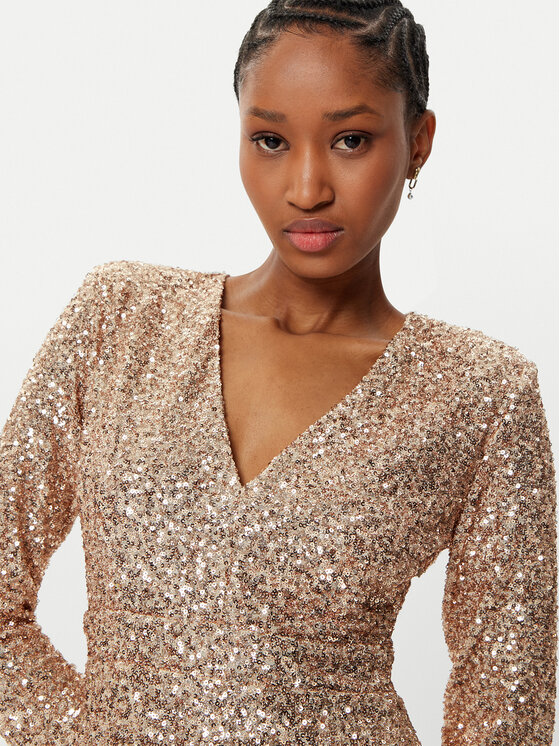 Rinascimento Rinascimento Cocktail obleka CFC0121759003 Zlata Regular Fit