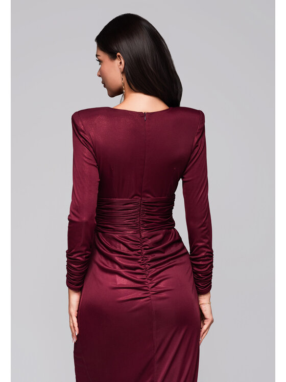 Ombre Ombre Sukienka wieczorowa LA-OM-DLR257 Bordowy Regular Fit