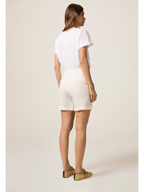 Oltre Oltre Pantaloncini di tessuto P015R008439N011 Bianco Baggy Fit