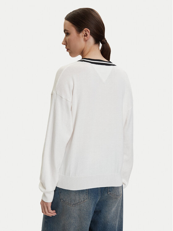 Tommy Jeans Tommy Jeans Pulover DW0DW22778 Bela Regular Fit
