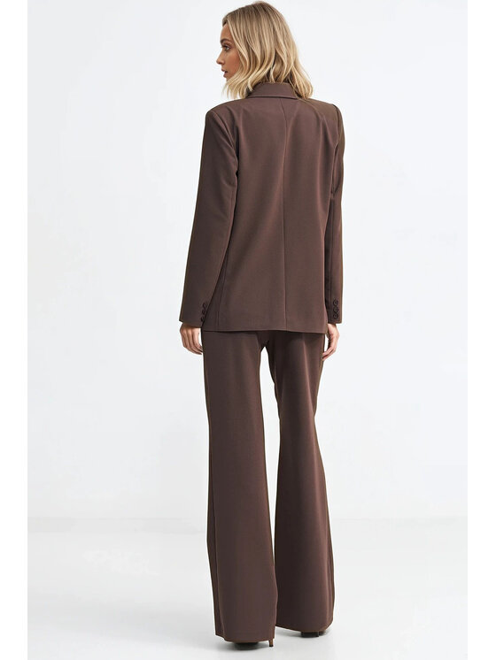 NIFE NIFE Kalhoty z materiálu SD127 Hnědá Wide Leg
