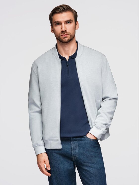 Ombre Ombre Kurtka bomber OM-JANP-0159 Szary jasny Regular Fit