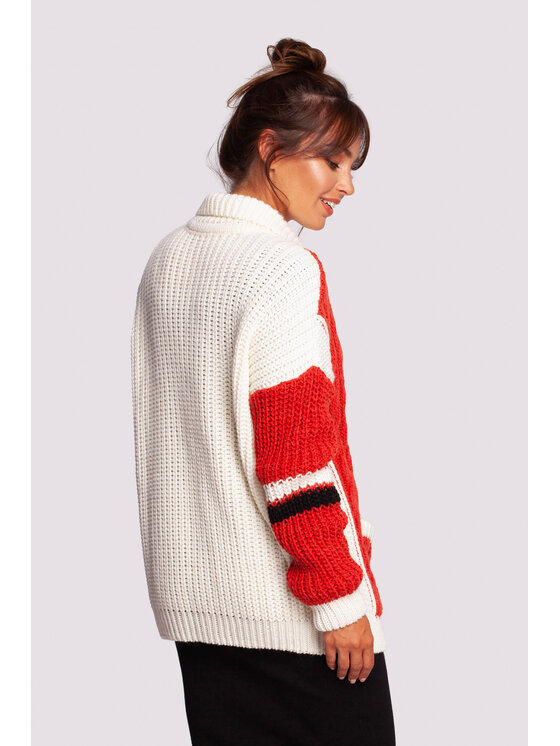 BeWear BeWear Sweter BK094 Czerwony Modern Fit