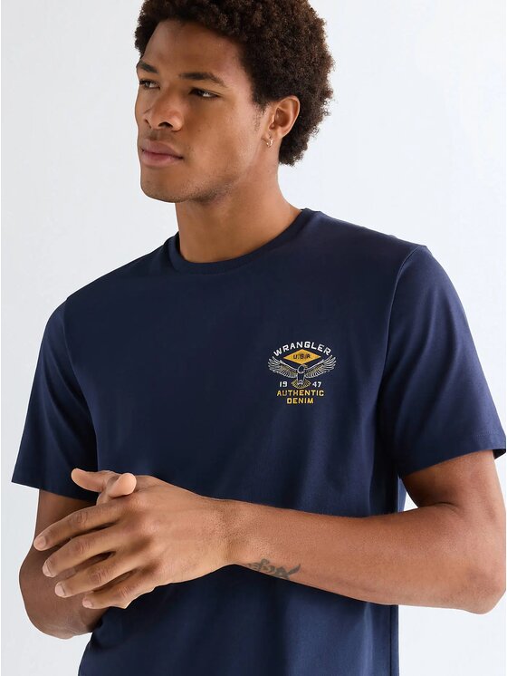 Wrangler Wrangler T-Shirt SMALL AMERICANA TEE Niebieski Regular Fit