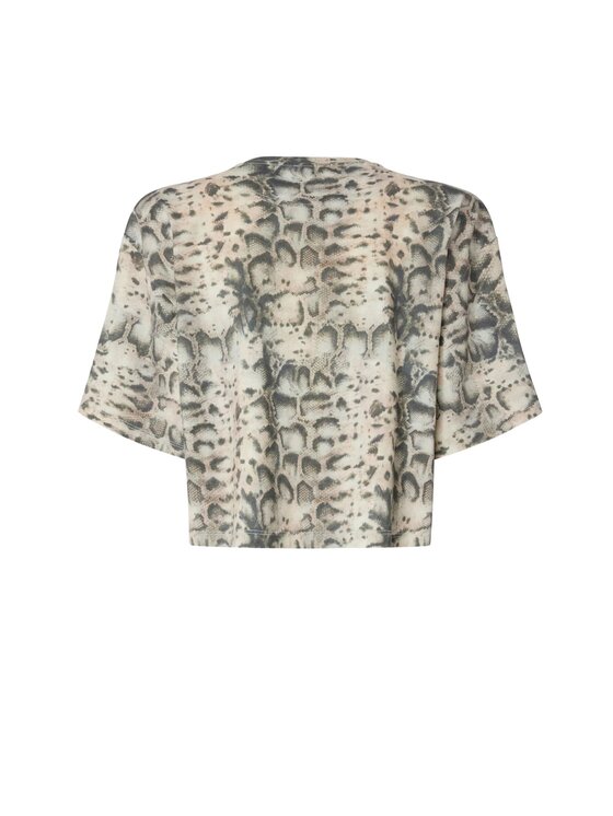 PINKO PINKO T-Shirt T-shirt cropped con stampa snake e Love Birds Beżowy Regular Fit