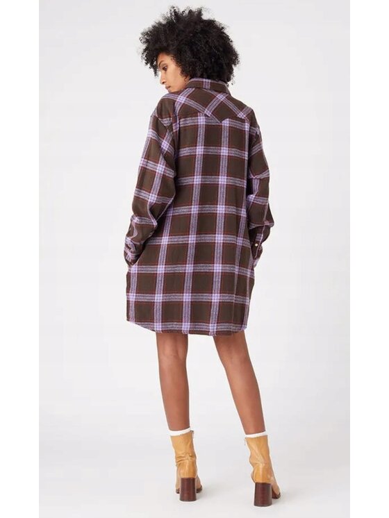 Wrangler Wrangler Sukienka koszulowa Mini Dress Brązowy Basic Fit