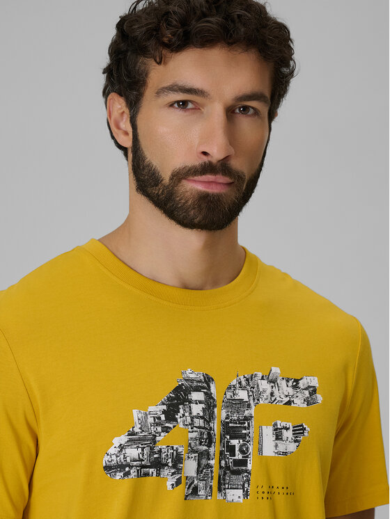 4F 4F T-Shirt CITY Żółty Regular Fit