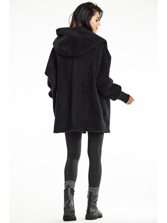 Awama Awama Płaszcz A681 Czarny Basic Fit