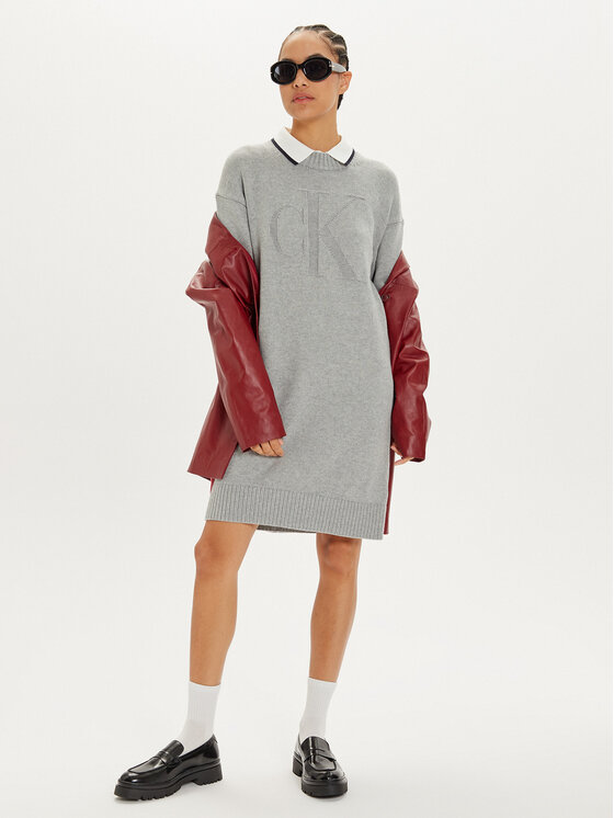 Calvin Klein Jeans Calvin Klein Jeans Трикотажна сукня Intrasia J20J224923 Сірий Relaxed Fit
