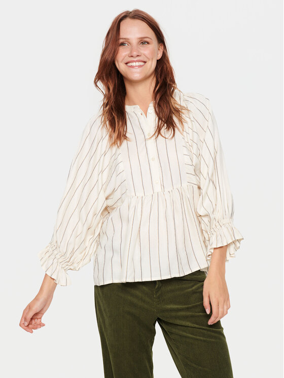 Saint Tropez Saint Tropez Πουκάμισο 30512803 Λευκό Loose Fit