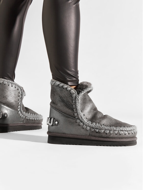 Mou Mou Škornji za sneg Eskimo 18 With Rhinestones Logo Srebrna