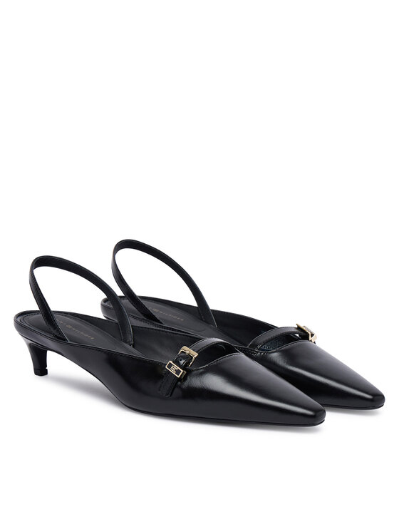 Tommy Hilfiger Tommy Hilfiger Salonke Th Buckle Kitten Slingback Pump FW0FW09384 Crna